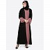 Double layered Dubai abaya- Black-Puce pink